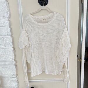 We The Free Off-White Textured Sleeve Blouse